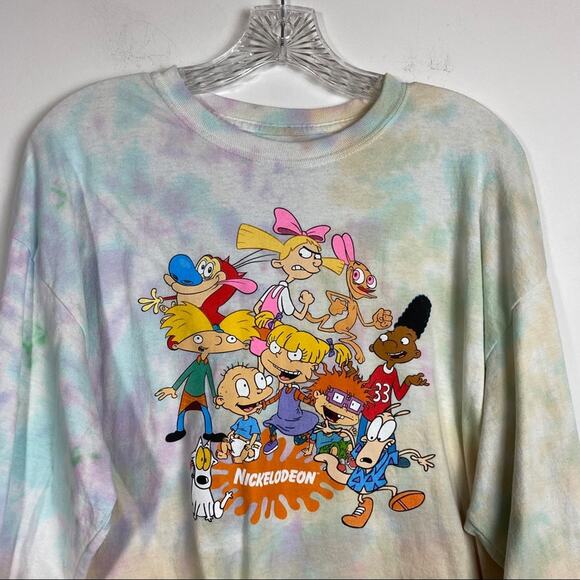 NICKELODEON TIE DYE CROP SWEATSHIRT SIZE XL - Picture 3 of 10